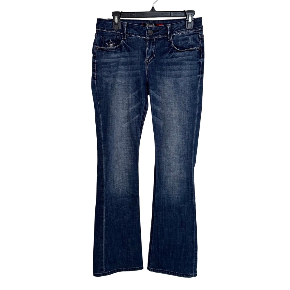 Peoples Liberation Women's‎ Star Sequin Bootcut Jeans Western Dark Wash Size 27